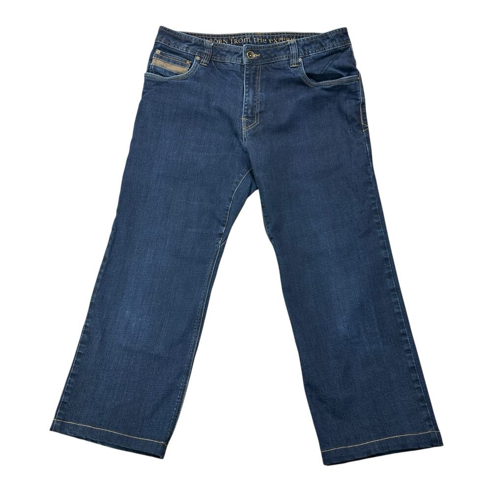 prAna Breathe Jeans 34 x25 Hemmed (Tag 34x34) Dark Blue Born from the Experience
